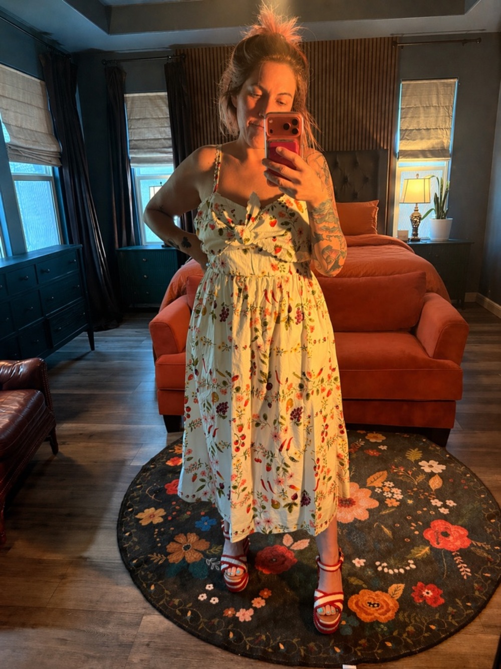 Old Navy Yellow Floral Midi Sundress with Spaghetti Straps NWOT